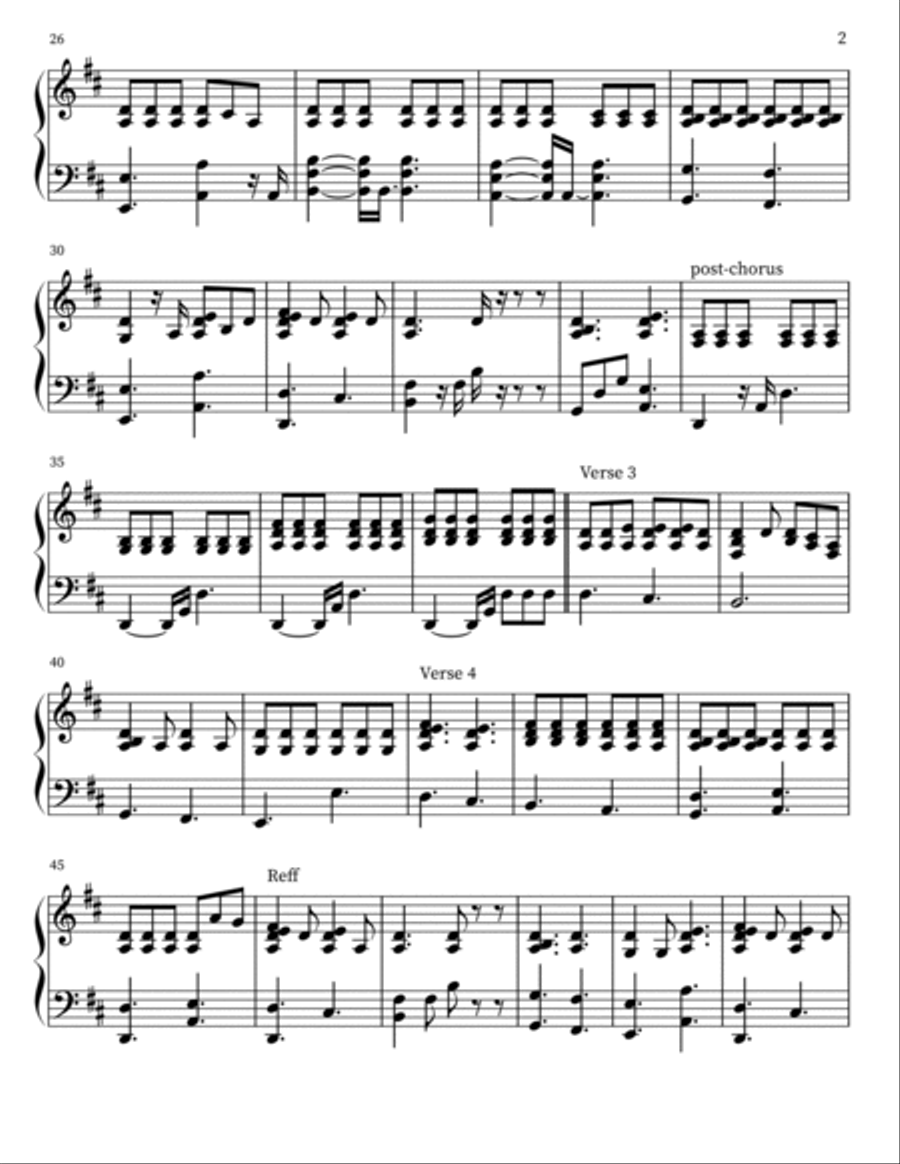Bandaid on a Bullethole Easy Piano scores gallery preview page 2