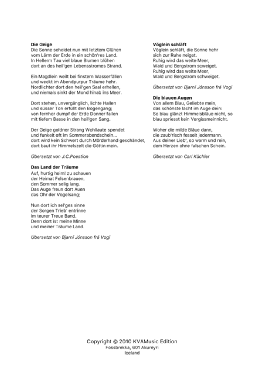Sigfús Einarsson: Vier Lieder - Fjórir söngvar (SSA choir and piano) SSA scores gallery preview page 4