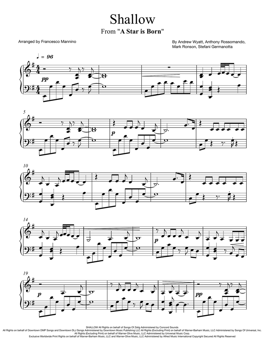Shallow Easy Piano scores gallery preview page 1