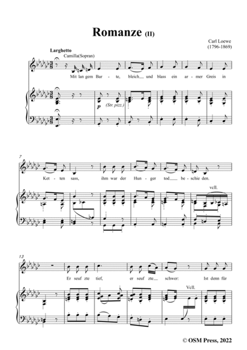 Loewe-Romanze(II),in e flat minor,for Voice and Piano