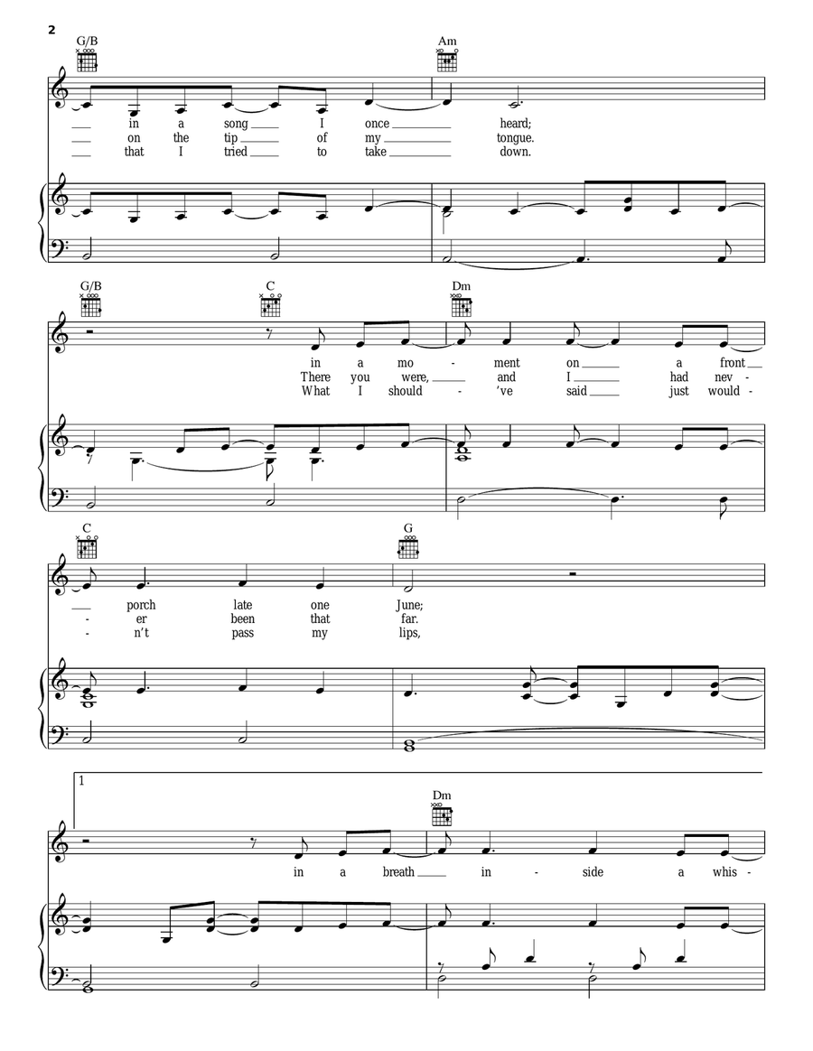 Words I Couldn't Say Piano, Vocal, Guitar scores gallery preview page 2