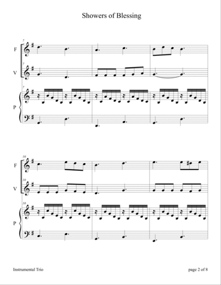 Showers of Blessing (for Flute and/or Violin Duet with Piano Accompaniment) Flute scores gallery preview page 6