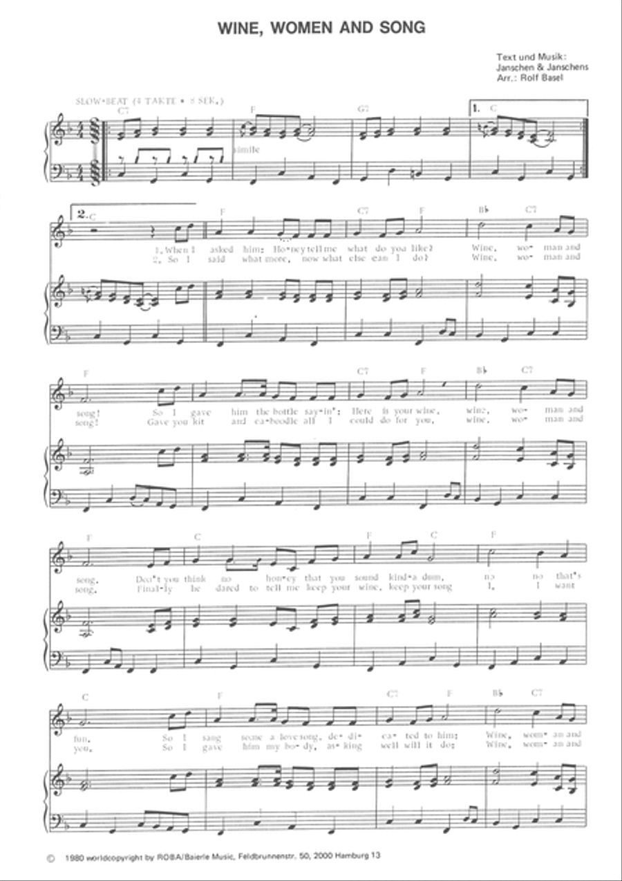 Wine, Women and Song Voice scores gallery preview page 3