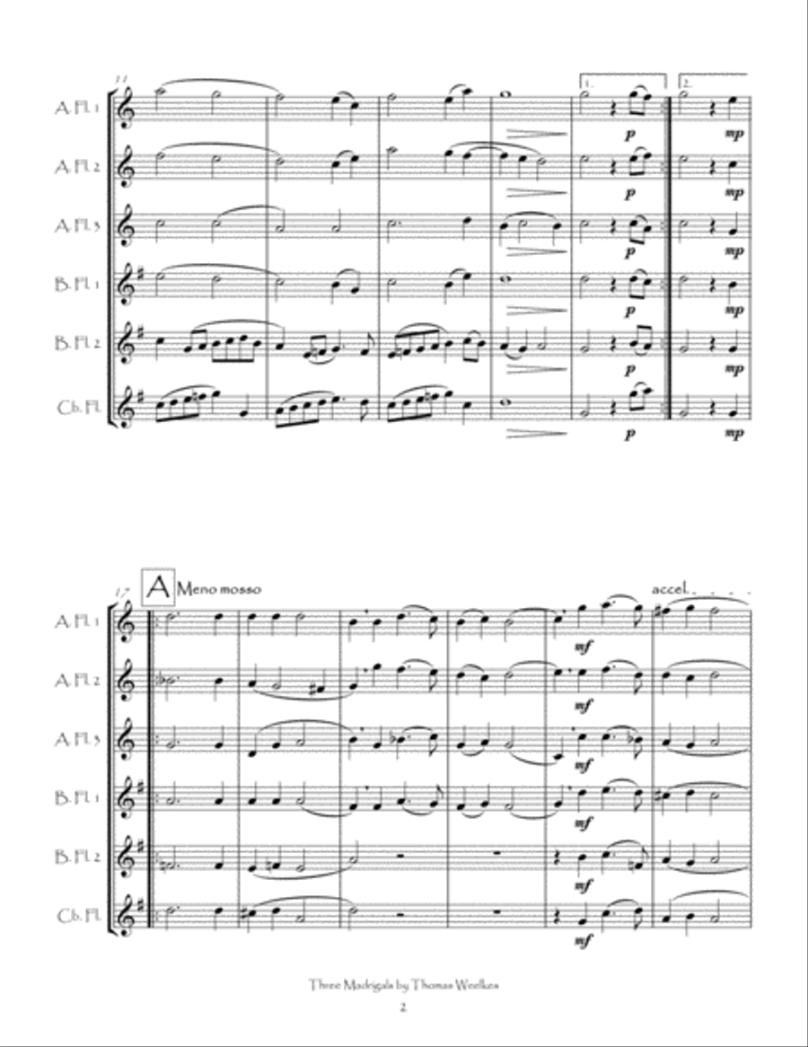 Three Weelkes Madrigals for Low Flute Choir Flute Choir scores gallery preview page 4