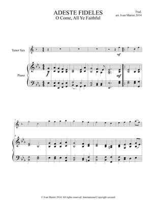 ADESTE FIDELES - O COME, ALL YE FAITHFUL - for Tenor Sax and Piano