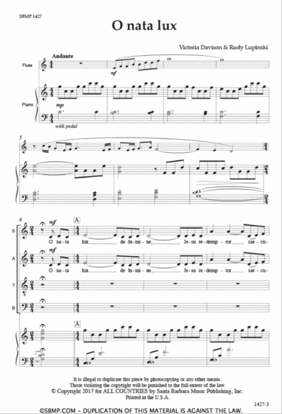 O nata lux - SATB Octavo 4-Part scores gallery preview page 2