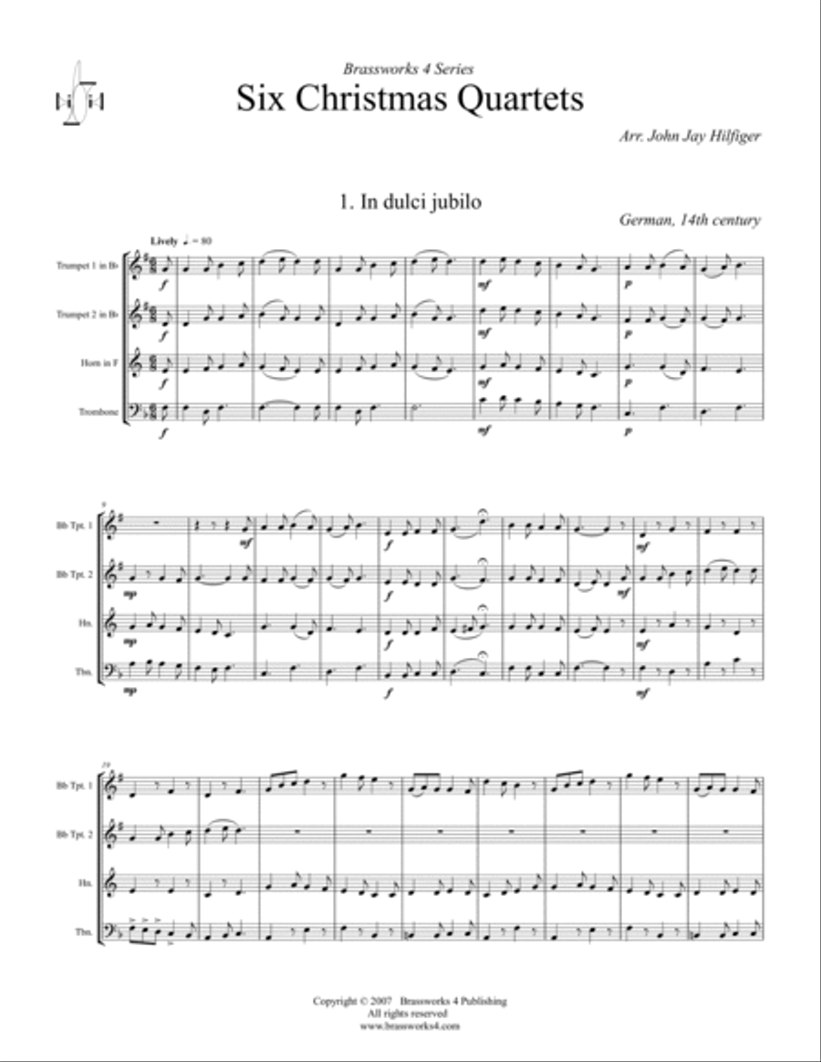 6 Christmas Quartets 6 Christmas Quartets Brass Quartet scores gallery preview page 2
