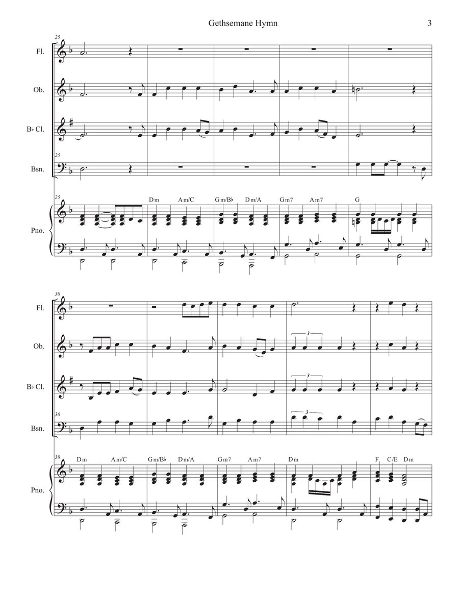 Gethsemane Hymn Woodwind Quartet scores gallery preview page 3