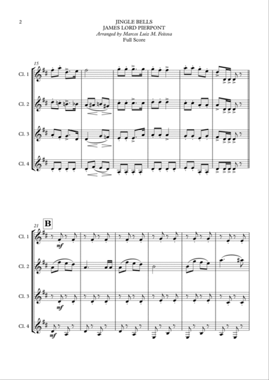Jingle Bells - Clarinet Quartet Clarinet Quartet scores gallery preview page 4