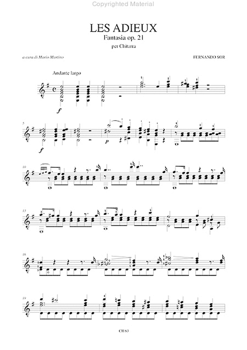 Les Adieux. Fantasia Op. 21 for Guitar image number null