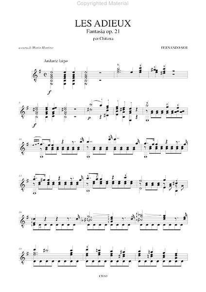 Les Adieux. Fantasia Op. 21 for Guitar image number null