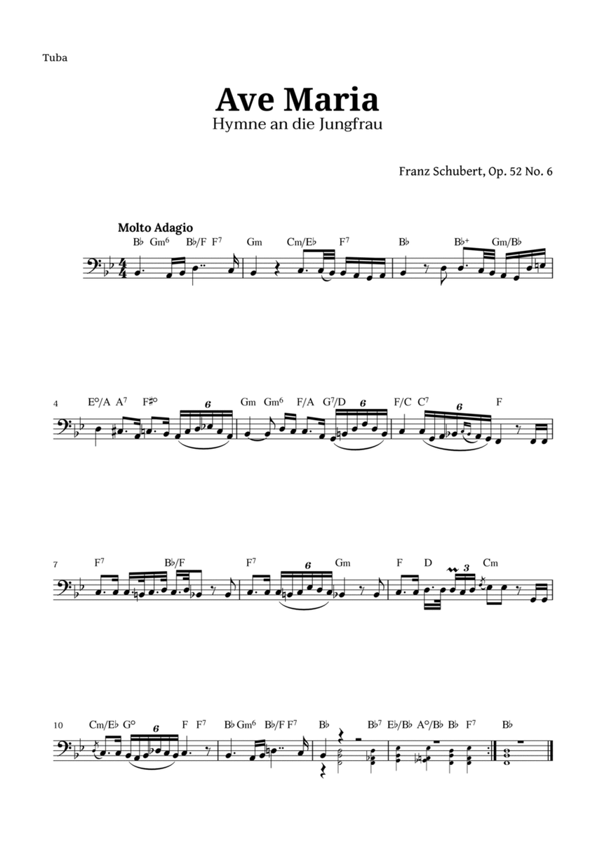 Ave Maria by Schubert for Tuba with Chords image number null