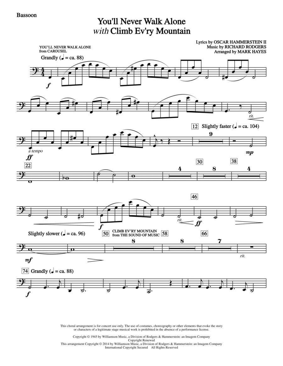 You'll Never Walk Alone (with Climb Every Mountain) - Bassoon Choir scores gallery preview page 1
