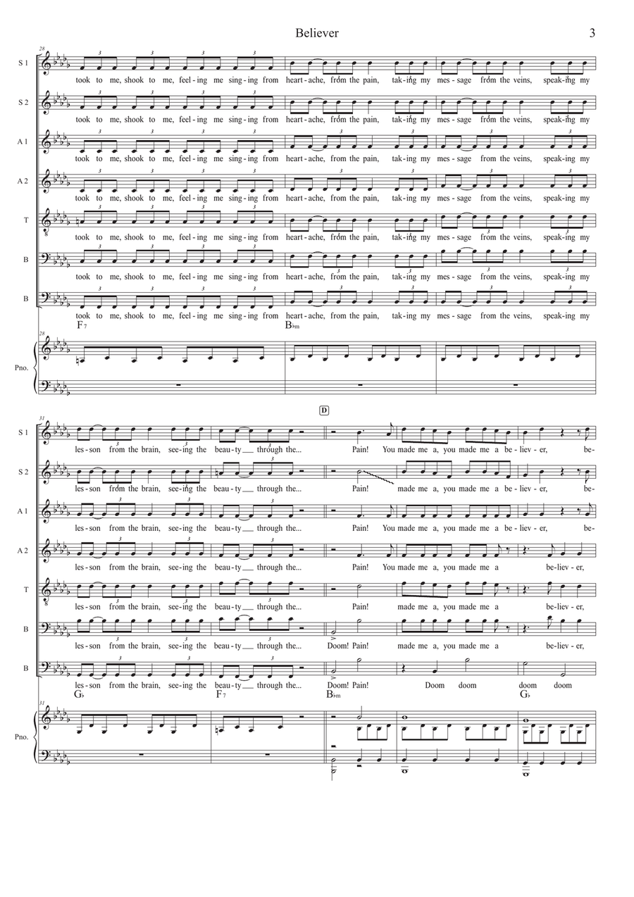 Believer Believer 4-Part scores gallery preview page 3