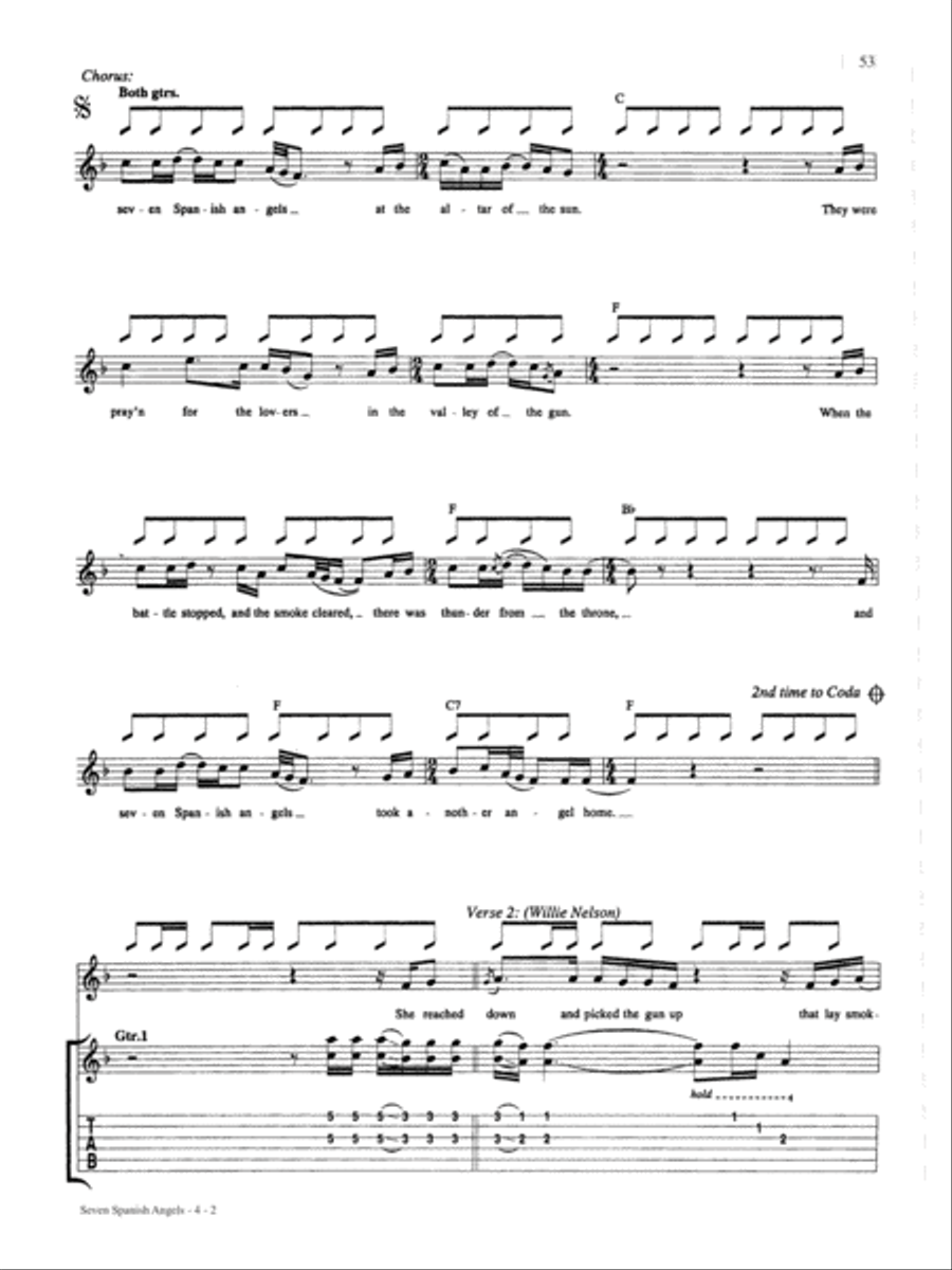 Seven Spanish Angels Guitar Tablature scores gallery preview page 2