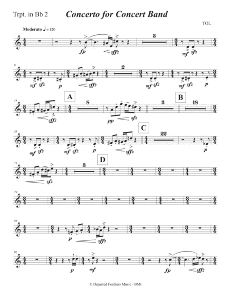 Concerto for Concert Band (2011) Trumpet 2 Concert Band scores gallery preview page 1