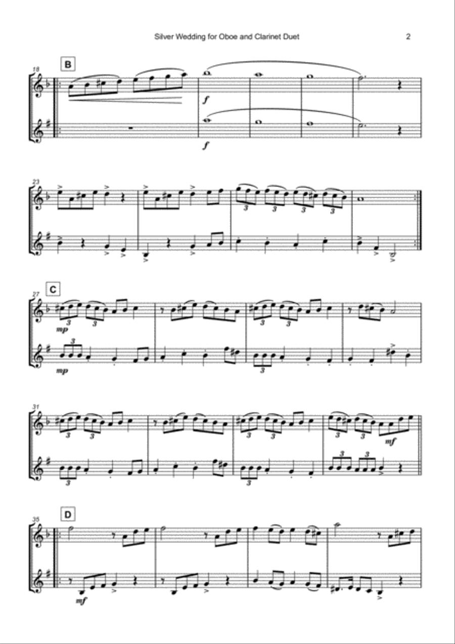 Silver Wedding, Klezmer Tune for Oboe and Clarinet Duet Woodwind Duet scores gallery preview page 3