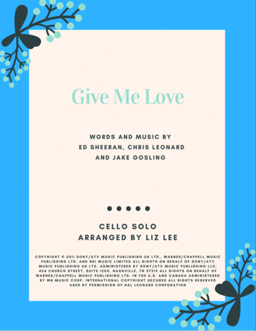 Give Me Love Cello Solo scores gallery preview page 1