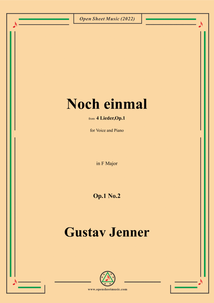 Jenner-Noch einmal,in F Major,Op.1 No.2,from '4 Lieder,Op.1' Voice scores gallery preview page 1