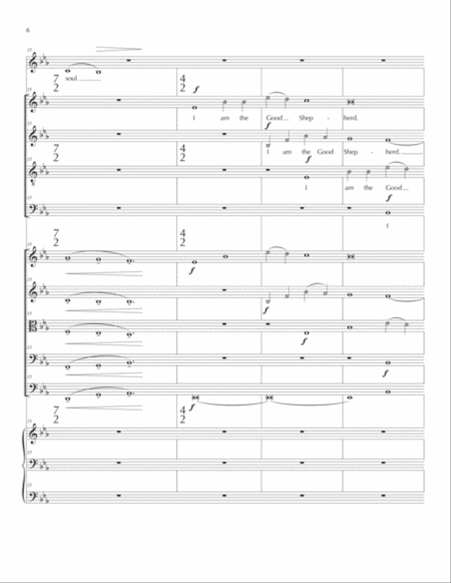 I Am The Good Shepherd (version for solo voice, SATB, strings, and organ) 4-Part scores gallery preview page 6