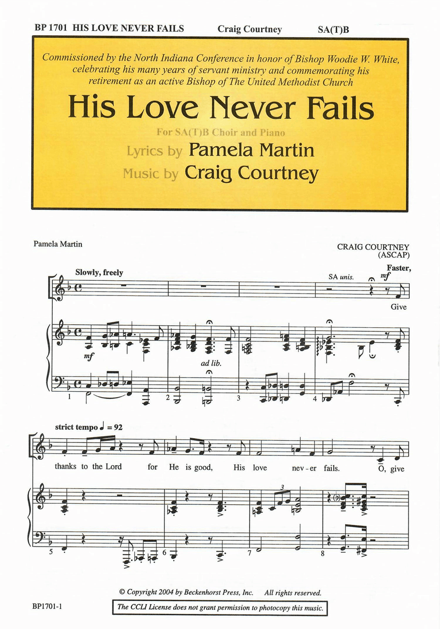 His Love Never Fails His Love Never Fails SA scores gallery preview page 1