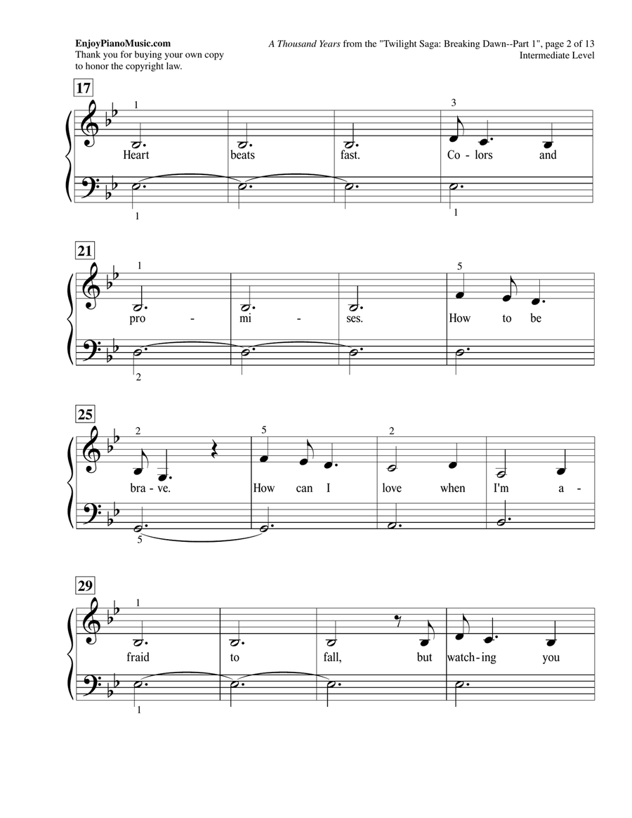 A Thousand Years Piano Method scores gallery preview page 3