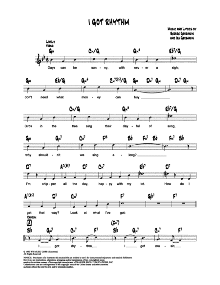 I Got Rhythm I Got Rhythm School and Community scores gallery preview page 1