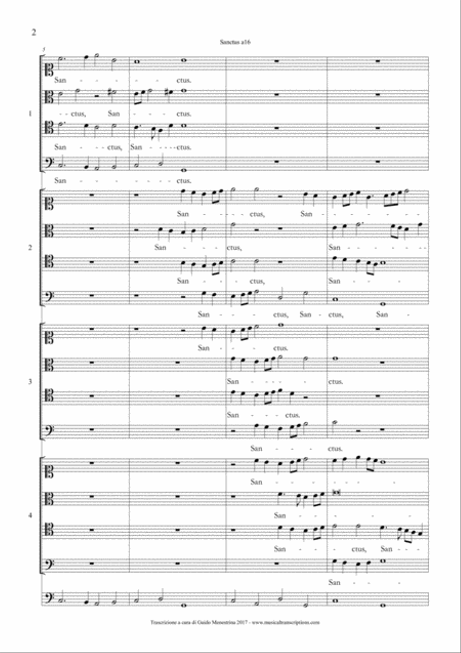 Antonio Maria Abbatini - Sanctus a 16 (1627) 4-Part scores gallery preview page 2