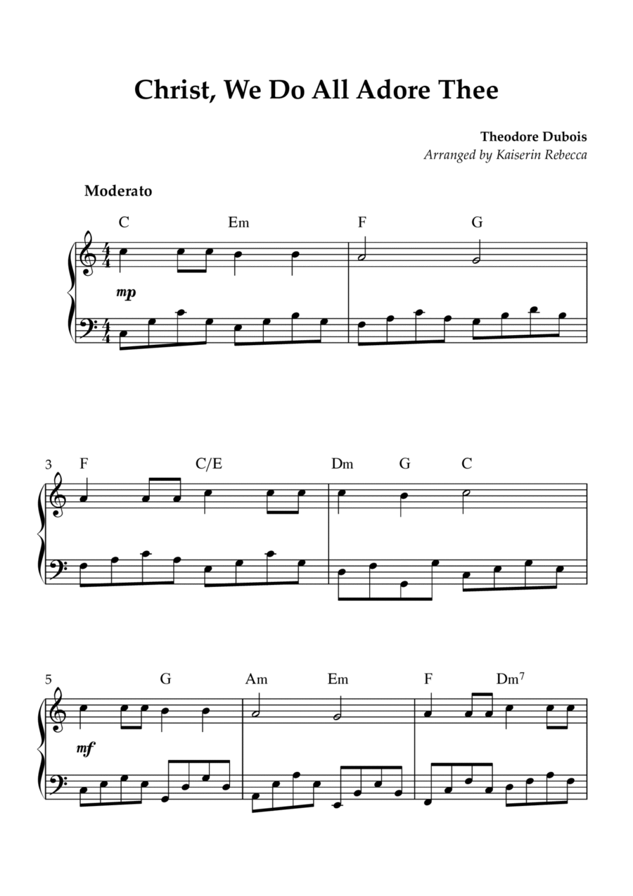 Christ, We Do All Adore Thee Piano Solo scores gallery preview page 1