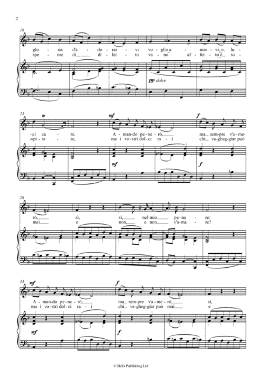 Per la gloria d'adorarvi (Original key. F Major) Voice Solo scores gallery preview page 2