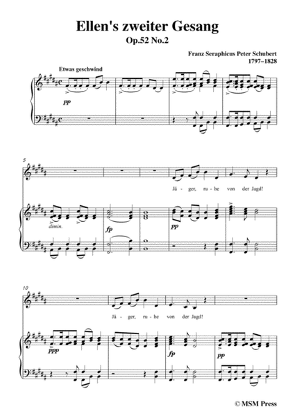 Schubert-Ellens Gesang II,Op.52 No.2,in B Major,for Voice&Piano image number null