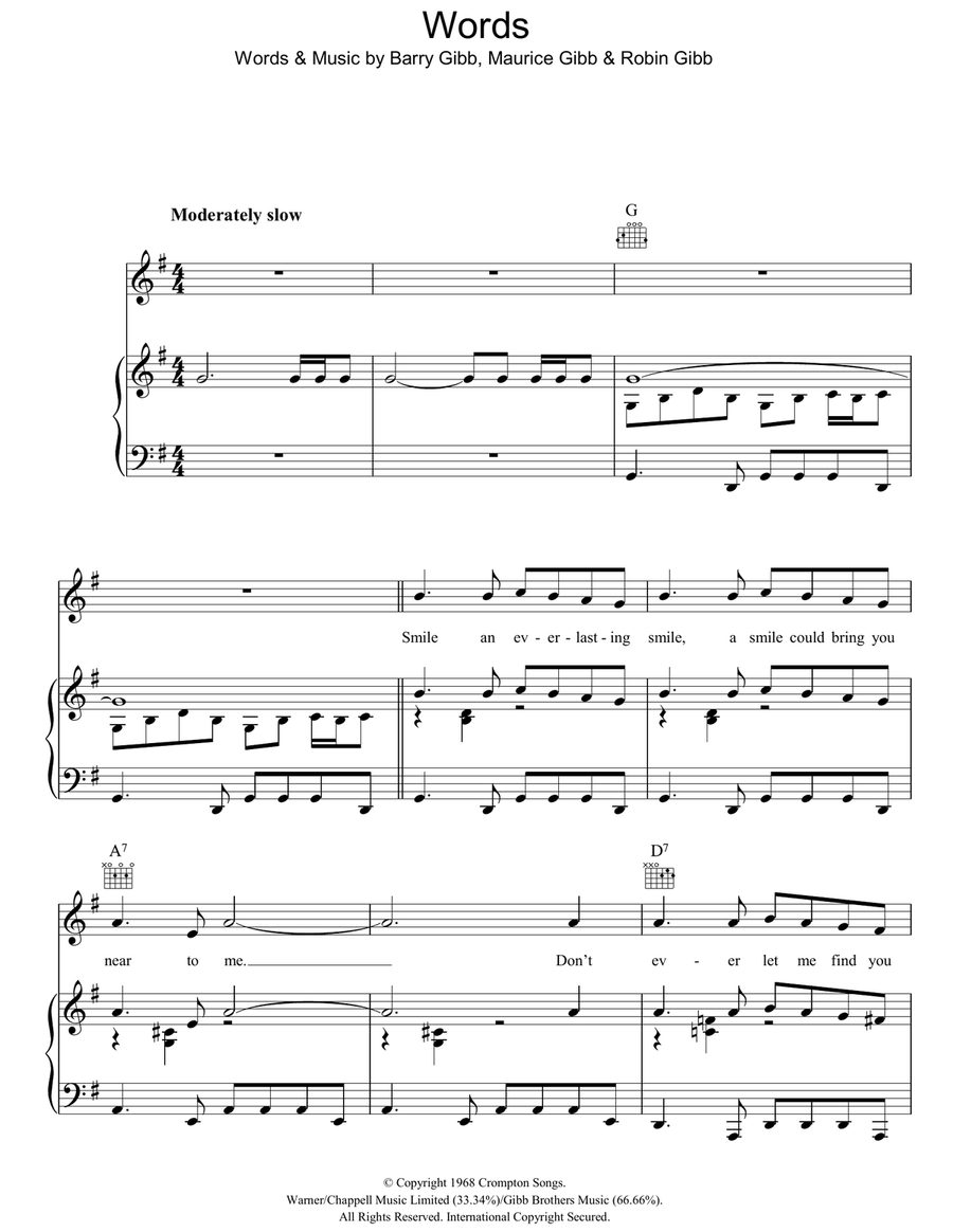 Words Acoustic Guitar scores gallery preview page 1