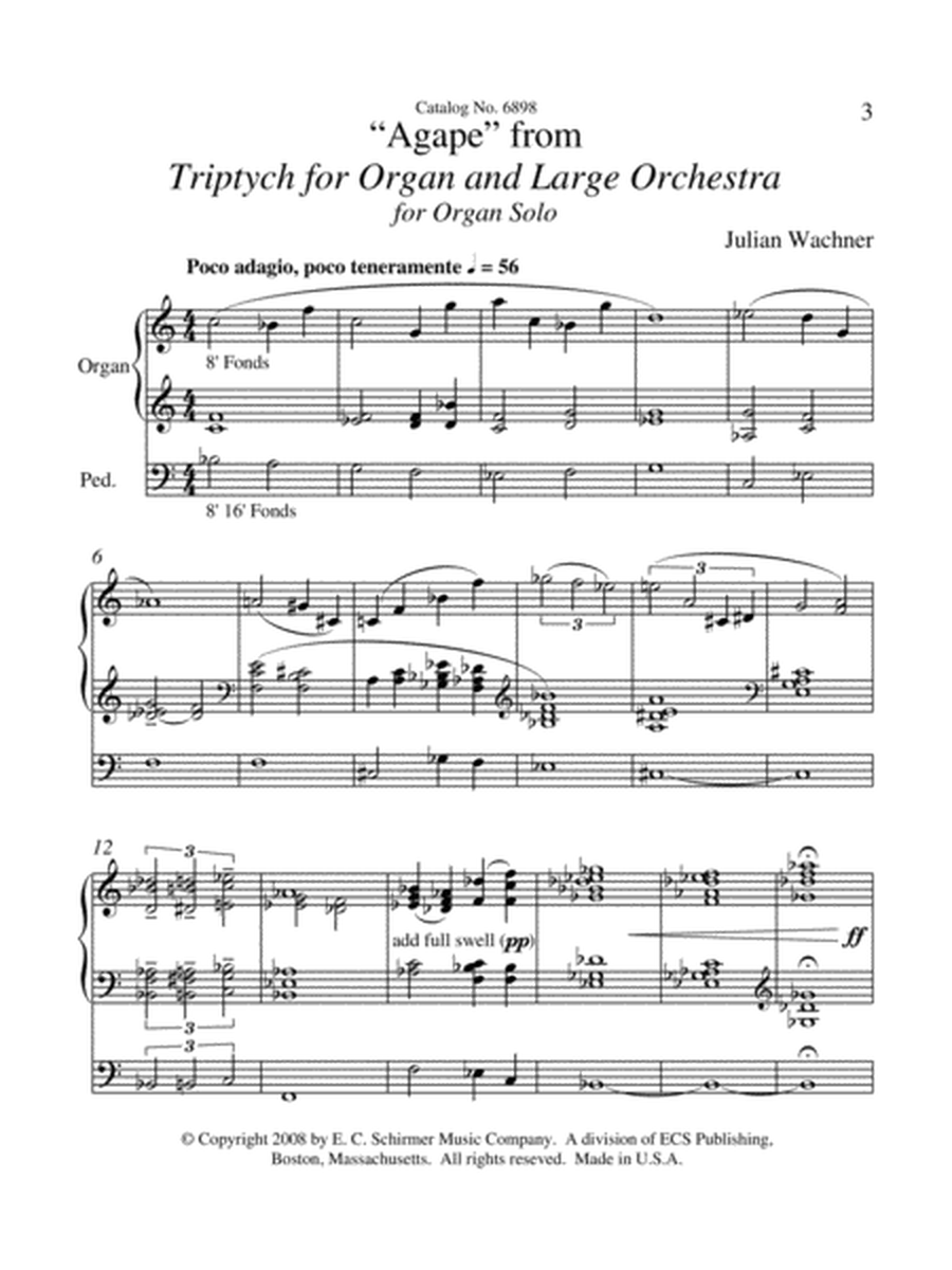 Triptych for Organ and Large Orchestra: Agape (Downloadable)