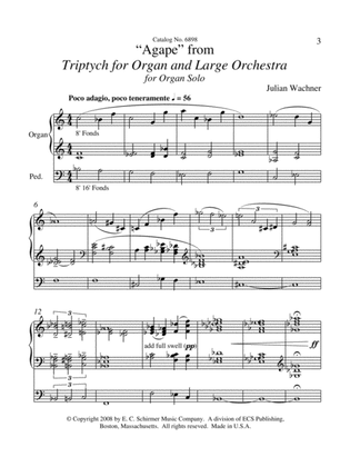 Book cover for Triptych for Organ and Large Orchestra: Agape (Downloadable)