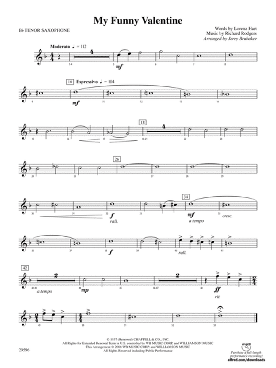 My Funny Valentine: B-flat Tenor Saxophone