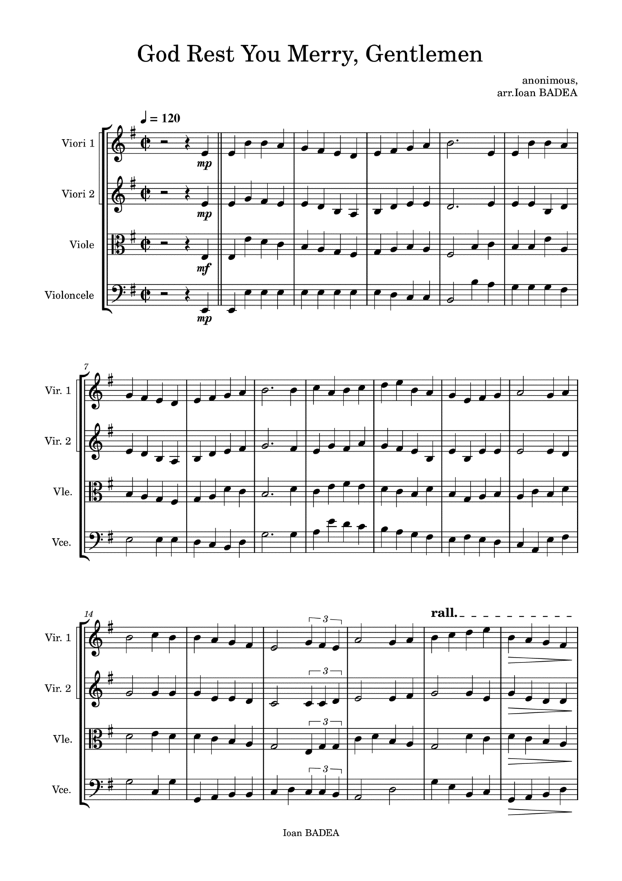 GOD REST YOU MERRY, GENTLEMEN - string quartet String Quartet scores gallery preview page 1