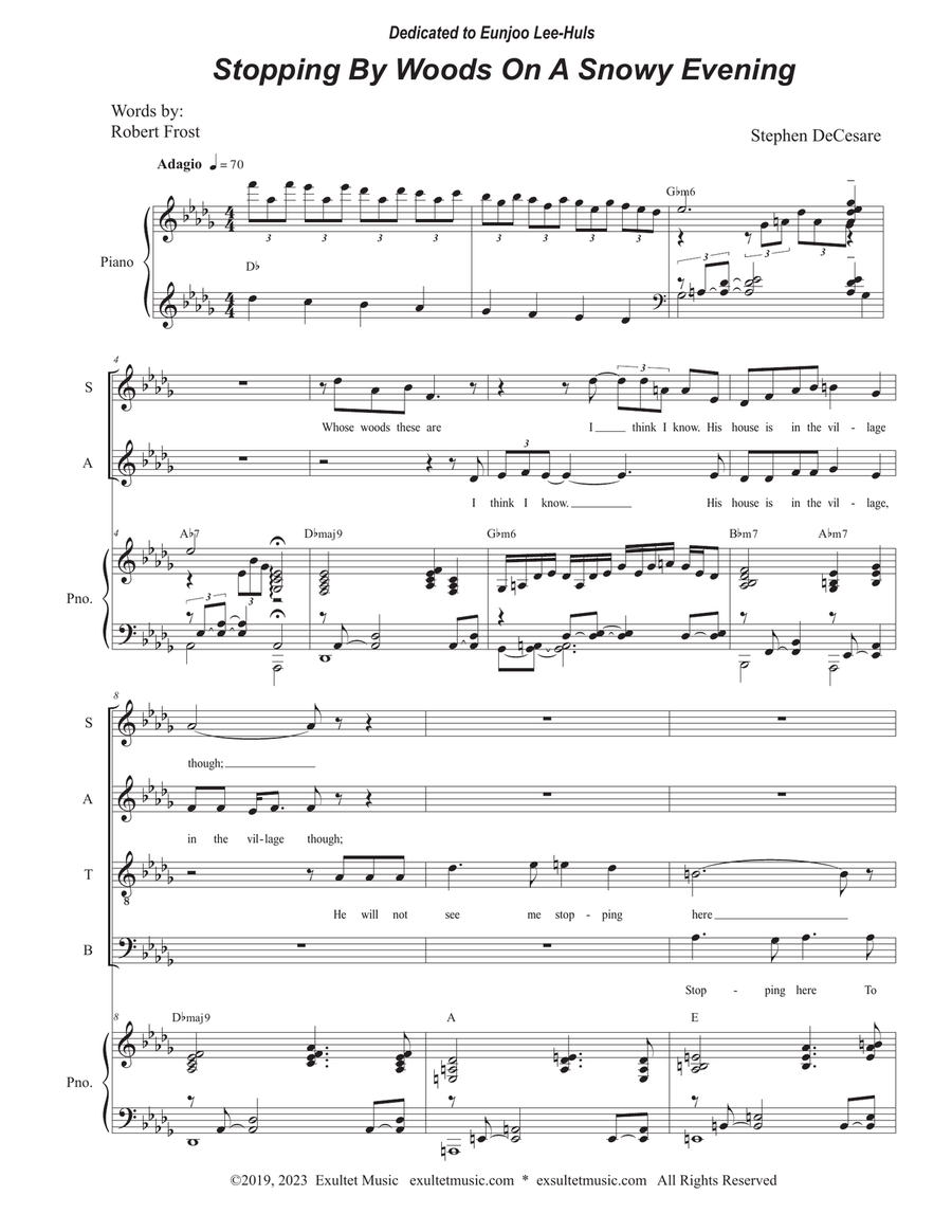 Stopping By Woods On A Snowy Evening (SATB) 4-Part scores gallery preview page 1