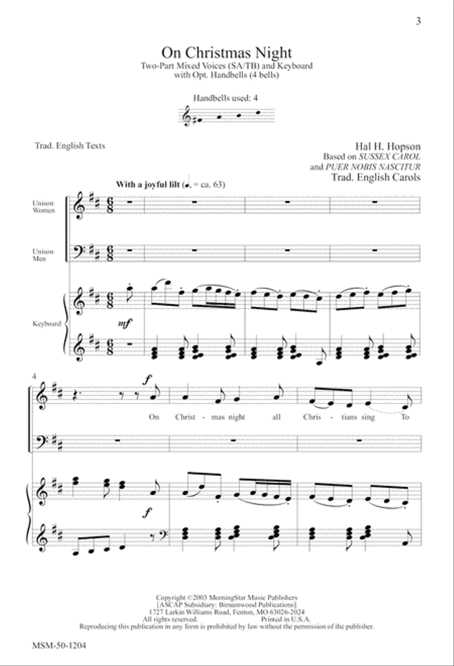 On Christmas Night 2-Part scores gallery preview page 2
