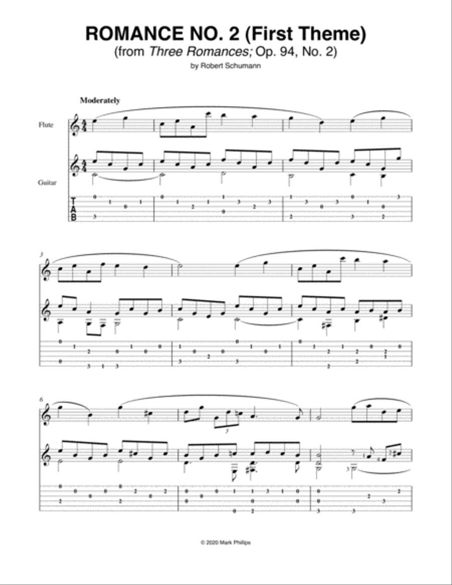 Romance No. 2 (First Theme) Flute scores gallery preview page 1