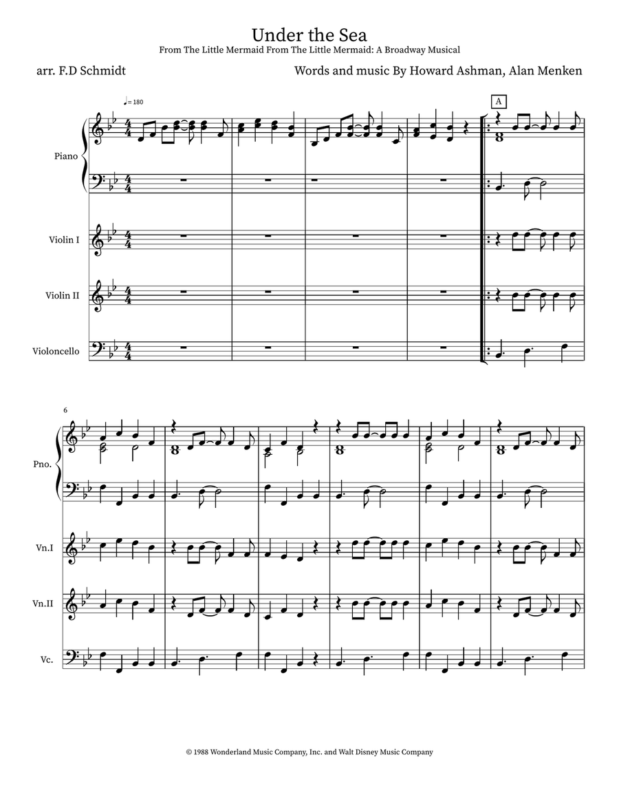 Under The Sea Piano Quartet scores gallery preview page 1