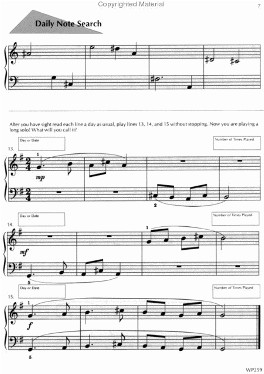 A Line a Day Sight Reading, Level 2 Piano Method scores gallery preview page 2