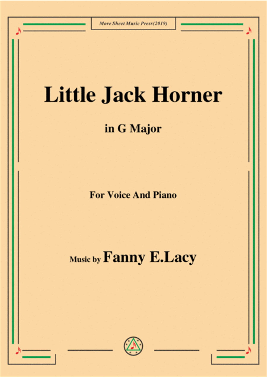 Fanny E.Lacy-Little Jack Horner,in G Major,for Voice and Piano Voice Solo scores gallery preview page 1