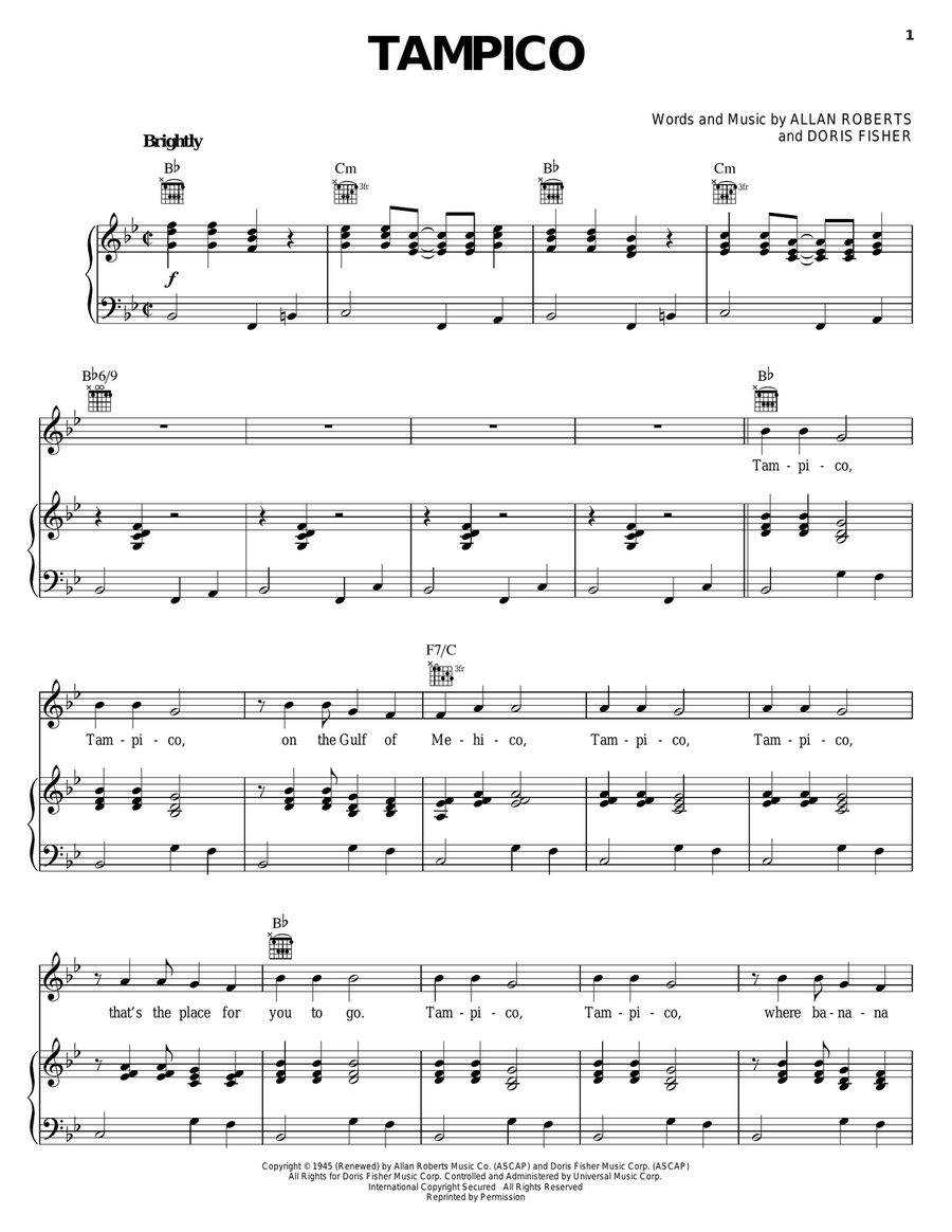 Tampico Tampico Piano, Vocal, Guitar scores gallery preview page 1