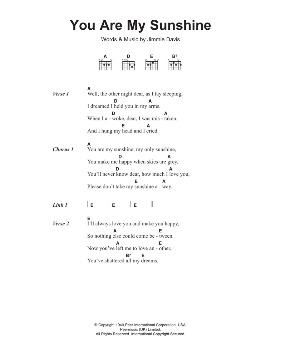 You Are My Sunshine Electric Guitar scores gallery preview page 1