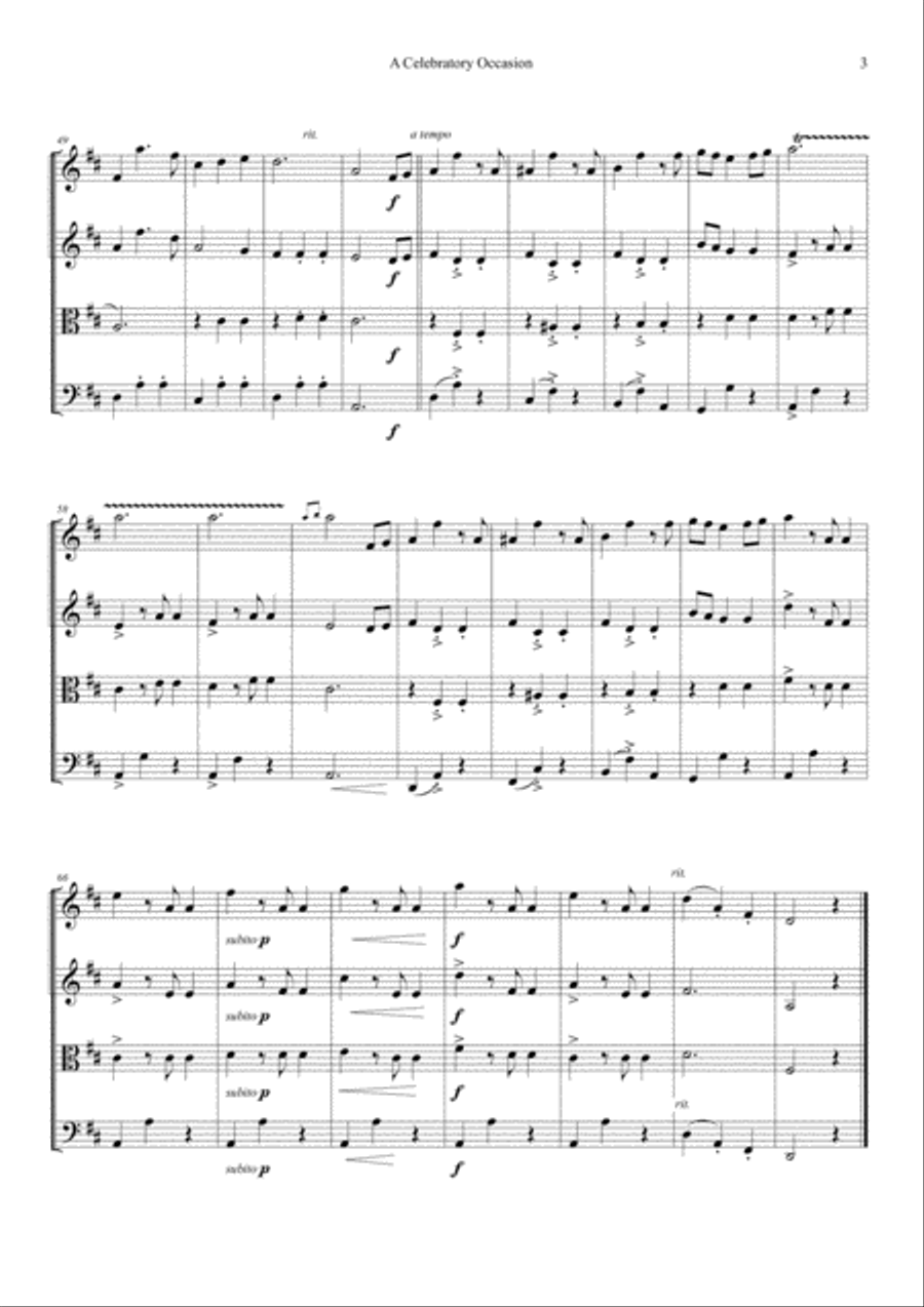 A Celebratory Occasion (Occasions) String Quartet scores gallery preview page 3