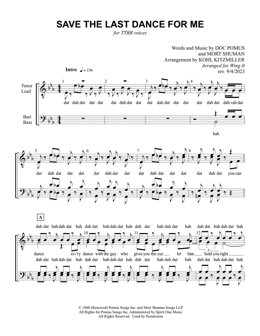 Save The Last Dance For Me TTBB scores gallery preview page 2