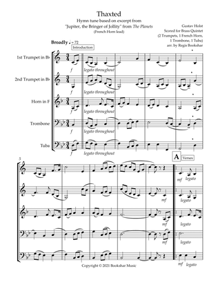 Thaxted (hymn tune based on excerpt from "Jupiter" from The Planets) (Bb) (Brass Quintet - 2 Trp, 1