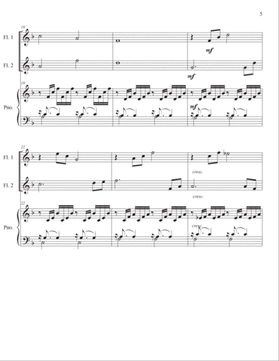 Bach Prelude for Two Flutes & Piano (BWV 846) Flute Duet scores gallery preview page 5