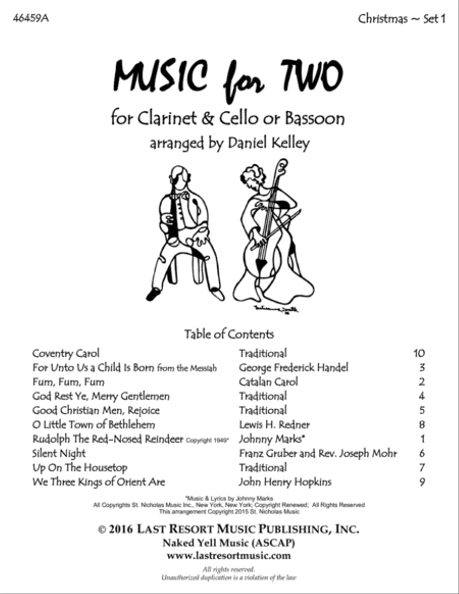 Christmas Duets for Clarinet and Cello or Clarinet & Bassoon - Set 1 - Music for Two