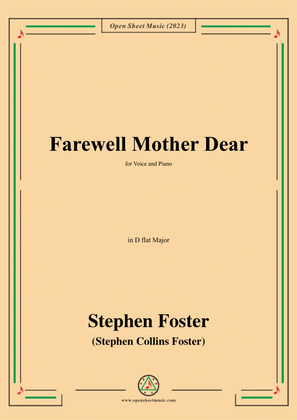 Book cover for S. Foster-Farewell Mother Dear,in D flat Major